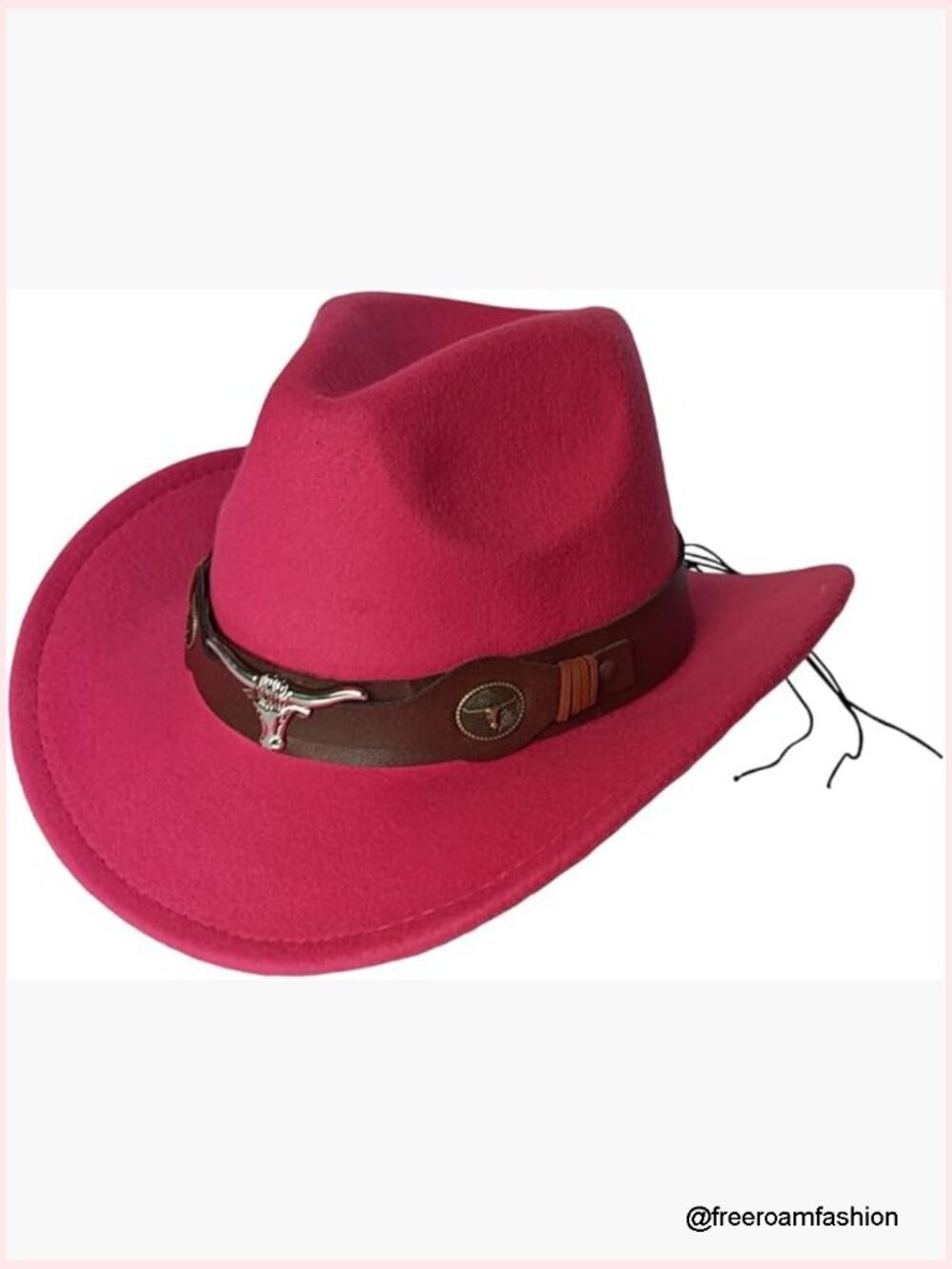 Western Wide Brim Cowboy Hat, Unisex Fedora with Adjustable Strap